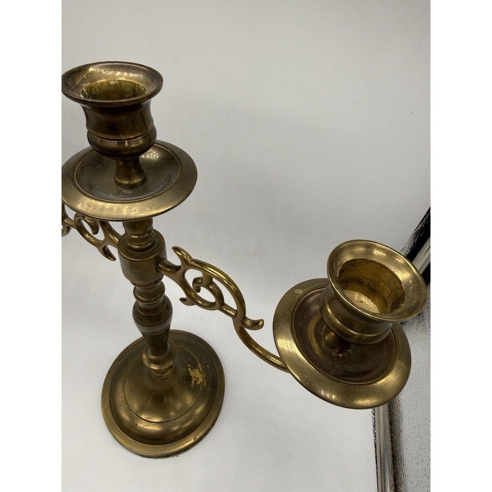 Vintage Carolina Brass 3 Arm Candelabra Scroll Detail Candlestick Holder Rare - Picture 11 of 16